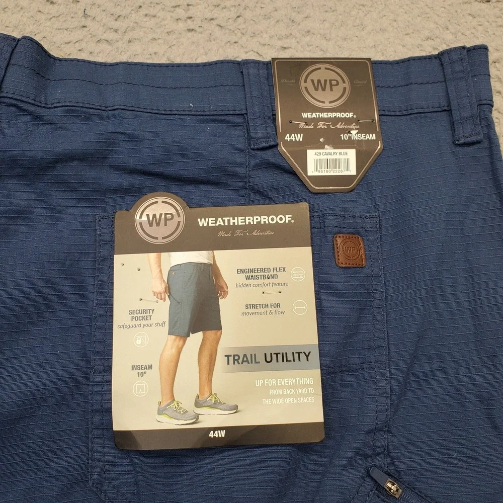 Weatherproof Golf Shorts Men 44 Blue Trail Utility Pocket Stretch Flex Waistband